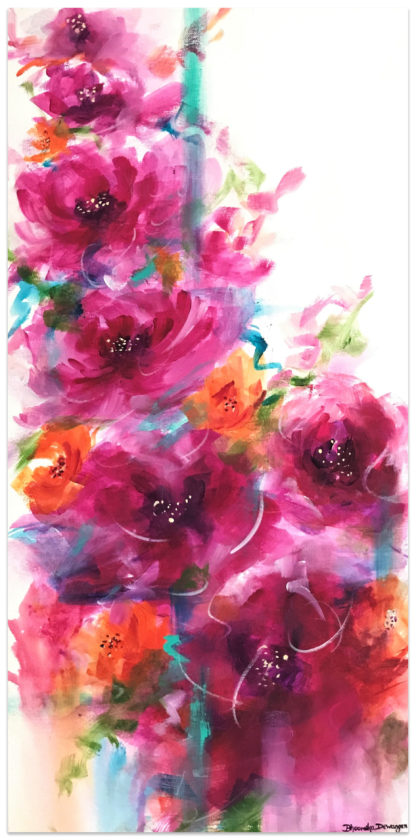 Abstract Floral - Magical Magenta 3 - Acrylic on Canvas