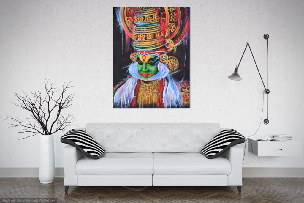 Kathakali dancer in living room