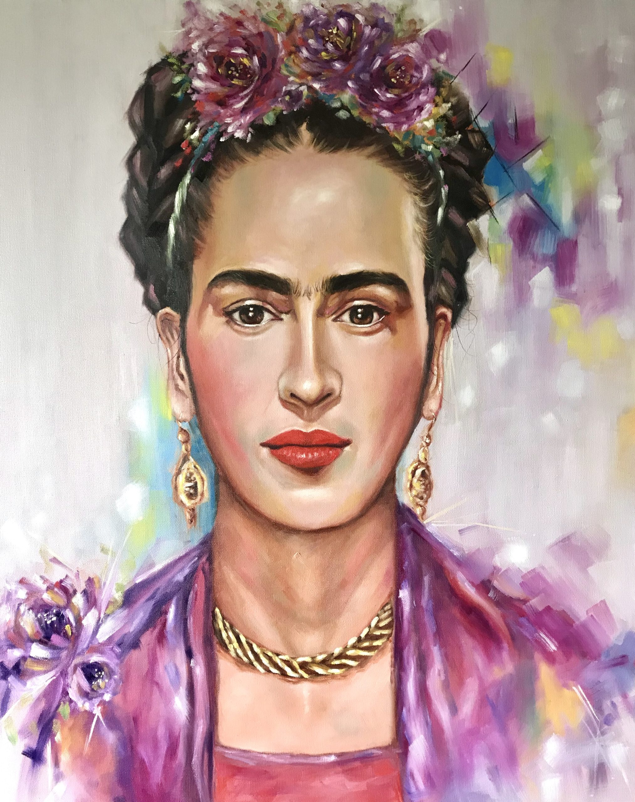 Frida Kahlo Oil Abstract art-bhoomisart-Oil-on-canvas