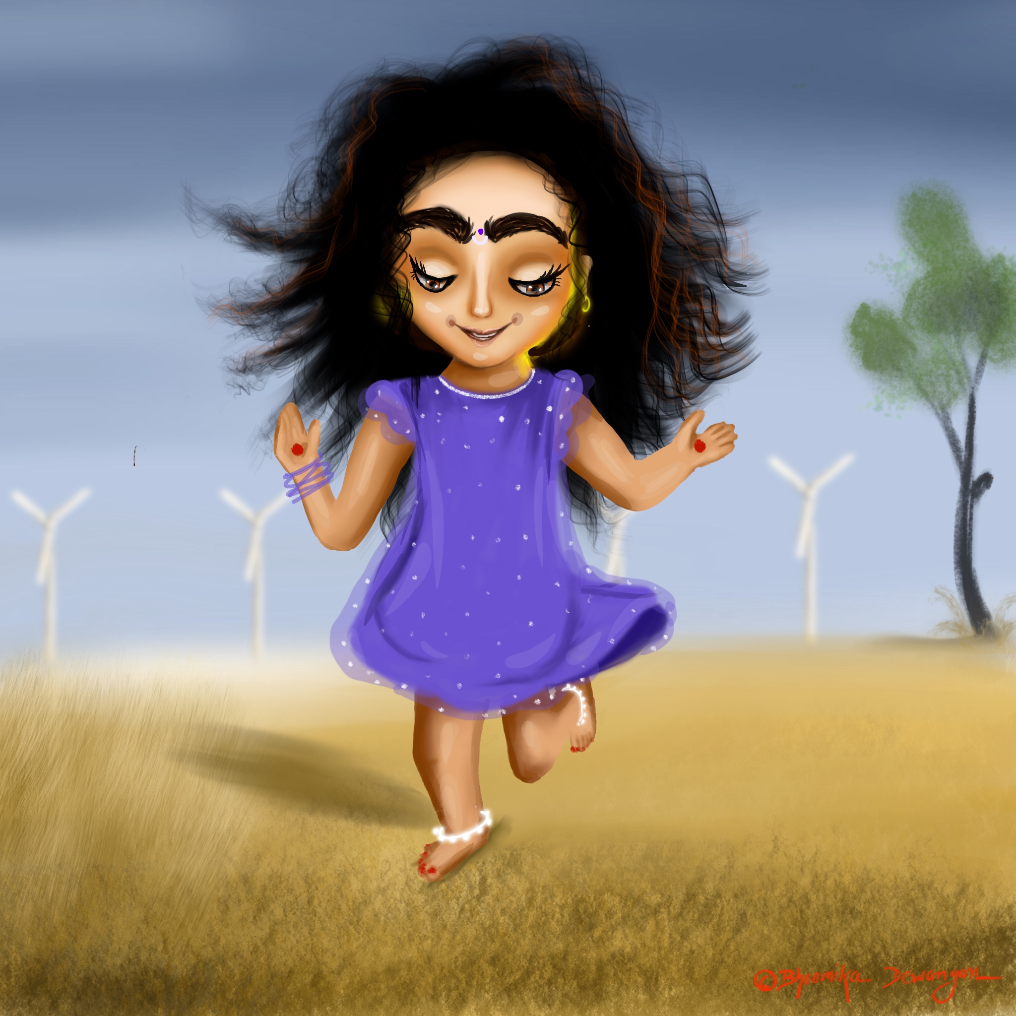 Kid running illustration-bhoomisart-digital art
