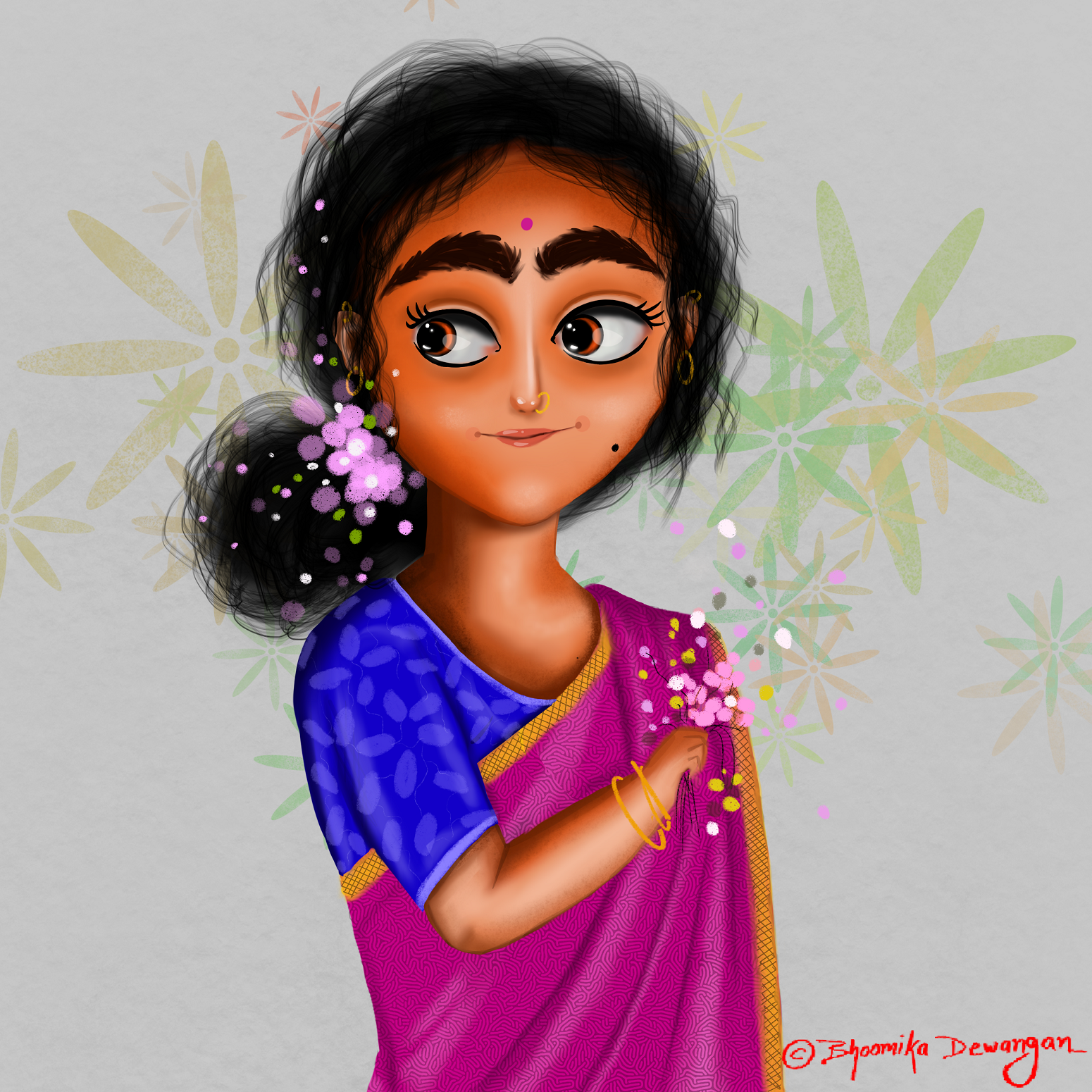 Woman-in-Saree-illustration-bhoomisart-digital-art