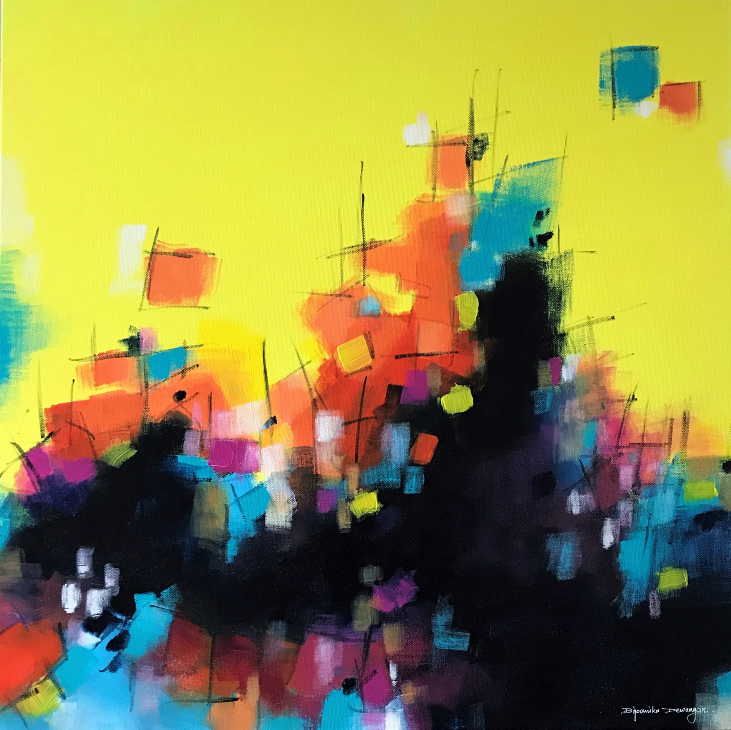 Yellow Abstract-bhoomisart-Acrylic-on-canvas-Bhoomika Dewangan